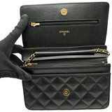シャネル CHANEL マトラッセチェーンウォレット AP0250 ブラック ゴールド金具 キャビアスキン レディース ショルダーバッグ