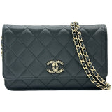 シャネル CHANEL マトラッセチェーンウォレット AP3600 ブラック ゴールド金具 シャイニーキャビアスキン レディース ウォレットチェーン