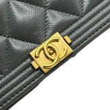 シャネル CHANEL ボーイシャネルチェーンウォレット AP1117 ダークグレー/ゴールド金具 キャビアスキン レディース ウォレットチェーン