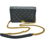 シャネル CHANEL ボーイシャネルチェーンウォレット AP1117 ダークグレー/ゴールド金具 キャビアスキン レディース ウォレットチェーン