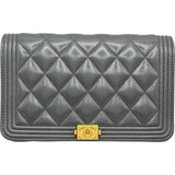 シャネル CHANEL ボーイシャネルチェーンウォレット AP1117 ダークグレー/ゴールド金具 キャビアスキン レディース ウォレットチェーン