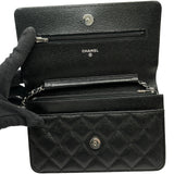 シャネル CHANEL マトラッセチェーンウォレット AP0250 ブラック シルバー金具 キャビアスキン レディース ウォレットチェーン