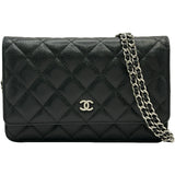 シャネル CHANEL マトラッセチェーンウォレット AP0250 ブラック シルバー金具 キャビアスキン レディース ウォレットチェーン