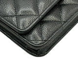 シャネル CHANEL マトラッセチェーンウォレット AP0250 ブラック シルバー金具 キャビアスキン レディース ウォレットチェーン