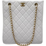 シャネル CHANEL ココマークチェーントートバッグ AS2359 31番台 ホワイト ゴールド金具 キャビアスキン レディース トートバッグ