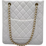 シャネル CHANEL ココマークチェーントートバッグ AS2359 31番台 ホワイト ゴールド金具 キャビアスキン レディース トートバッグ