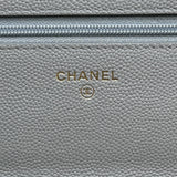 シャネル CHANEL ココロックチェーンウォレット A80766 29番台 グレー ゴールド金具 キャビアスキン レディース ショルダーバッグ