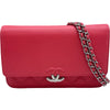 シャネル CHANEL ハーフココチェーンウォレット A48654 27番台 サーモンピンク シルバー金具 キャビアスキン レディース ショルダーバッグ