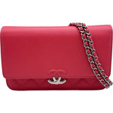 シャネル CHANEL ハーフココチェーンウォレット A48654 27番台 サーモンピンク シルバー金具 キャビアスキン レディース ショルダーバッグ