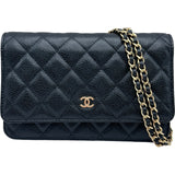 シャネル CHANEL マトラッセチェーンウォレット AP0250 29番台 ブラック ゴールド金具 キャビアスキン レディース ショルダーバッグ