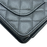 シャネル CHANEL マトラッセチェーンウォレット AP0250 ブラック シルバー金具 キャビアスキン レディース ショルダーバッグ