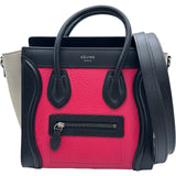 セリーヌ CELINE ラゲージナノショッパー レッド/ブラック/ライトグレー シルバー金具 レザー レディース ハンドバッグ