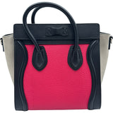 セリーヌ CELINE ラゲージナノショッパー レッド/ブラック/ライトグレー シルバー金具 レザー レディース ハンドバッグ