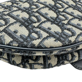 クリスチャン・ディオール Christian Dior オブリークサドルバッグ ネイビー ゴールド金具 キャンバス レディース ショルダーバッグ