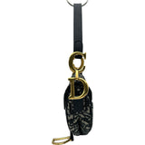 クリスチャン・ディオール Christian Dior オブリークサドルバッグ ネイビー ゴールド金具 キャンバス レディース ショルダーバッグ