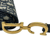 クリスチャン・ディオール Christian Dior オブリークサドルバッグ ネイビー ゴールド金具 キャンバス レディース ショルダーバッグ