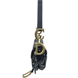 クリスチャン・ディオール Christian Dior オブリークサドルバッグ ネイビー ゴールド金具 キャンバス レディース ハンドバッグ