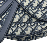 クリスチャン・ディオール Christian Dior オブリークサドルバッグ ネイビー ゴールド金具 キャンバス レディース ハンドバッグ