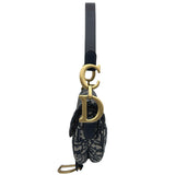 クリスチャン・ディオール Christian Dior オブリークサドルバッグ ネイビー ゴールド金具 キャンバス レディース ハンドバッグ