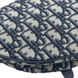 クリスチャン・ディオール Christian Dior オブリークサドルバッグ ネイビー ゴールド金具 キャンバス レディース ハンドバッグ
