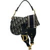 クリスチャン・ディオール Christian Dior ミニサドルバッグ ネイビー ゴールド金具 キャンパス レディース ショルダーバッグ