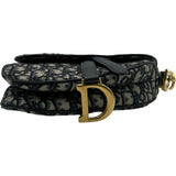 クリスチャン・ディオール Christian Dior ミニサドルバッグ ネイビー ゴールド金具 キャンパス レディース ショルダーバッグ
