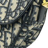 クリスチャン・ディオール Christian Dior ミニサドルバッグ ネイビー ゴールド金具 キャンパス レディース ショルダーバッグ