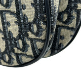 クリスチャン・ディオール Christian Dior ミニサドルバッグ ネイビー ゴールド金具 キャンパス レディース ショルダーバッグ