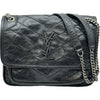 サンローラン SAINT LAURENT ニキベイビー ブラック シルバー金具 カーフスキン レディース ショルダーバッグ