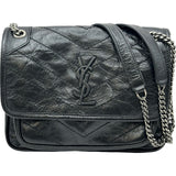 サンローラン SAINT LAURENT ニキベイビー ブラック シルバー金具 カーフスキン レディース ショルダーバッグ