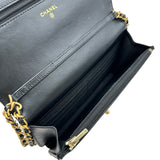 シャネル CHANEL ターンロックマトラッセチェーンウォレット AP3848 ブラック ゴールド金具 ラムスキン レディース ショルダーバッグ