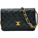 シャネル CHANEL ターンロックマトラッセチェーンウォレット AP3848 ブラック ゴールド金具 ラムスキン レディース ショルダーバッグ