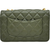 シャネル CHANEL ターンロックマトラッセチェーンウォレット AP3043 グリーン ゴールド金具 ラムスキン レディース ショルダーバッグ