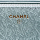 シャネル CHANEL マトラッセチェーンウォレット AP0250 29番台 ライトブルー ゴールド金具 キャビアスキン レディース ショルダーバッグ