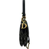 クリスチャン・ディオール Christian Dior オブリークサドルバッグ ネイビー ゴールド金具 キャンパス レディース ショルダーバッグ