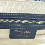クリスチャン・ディオール Christian Dior オブリークサドルバッグ ネイビー ゴールド金具 キャンパス レディース ショルダーバッグ
