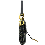 クリスチャン・ディオール Christian Dior オブリークサドルバッグ ネイビー ゴールド金具 キャンパス レディース ショルダーバッグ