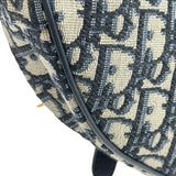 クリスチャン・ディオール Christian Dior オブリークサドルバッグ ネイビー ゴールド金具 キャンパス レディース ショルダーバッグ