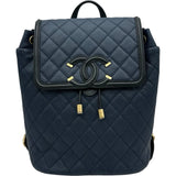 シャネル CHANEL CCフィリグリーバックパック A57090 26番台 ネイビー ゴールド金具 キャビアスキン レディース リュック・デイパック