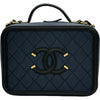 シャネル CHANEL CCフィリグリーバニティバッグ A93344 27番台 ネイビー ゴールド金具 キャビアスキン レディース ショルダーバッグ