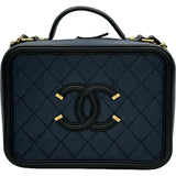 シャネル CHANEL CCフィリグリーバニティバッグ A93344 27番台 ネイビー ゴールド金具 キャビアスキン レディース ショルダーバッグ