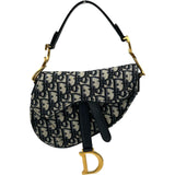 クリスチャン・ディオール Christian Dior ミニサドルバッグ ネイビー ゴールド金具 キャンパス レディース ショルダーバッグ