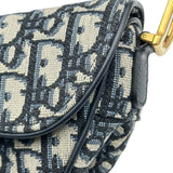 クリスチャン・ディオール Christian Dior ミニサドルバッグ ネイビー ゴールド金具 キャンパス レディース ショルダーバッグ
