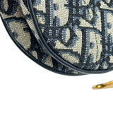 クリスチャン・ディオール Christian Dior ミニサドルバッグ ネイビー ゴールド金具 キャンパス レディース ショルダーバッグ