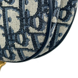 クリスチャン・ディオール Christian Dior ミニサドルバッグ ネイビー ゴールド金具 キャンパス レディース ショルダーバッグ
