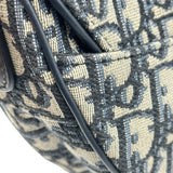クリスチャン・ディオール Christian Dior オブリークサドルバッグ ネイビー ゴールド金具 キャンパス レディース ショルダーバッグ