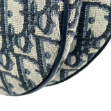 クリスチャン・ディオール Christian Dior オブリークサドルバッグ ネイビー ゴールド金具 キャンパス レディース ショルダーバッグ