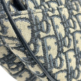 クリスチャン・ディオール Christian Dior オブリークサドルバッグ ネイビー ゴールド金具 キャンパス レディース ショルダーバッグ