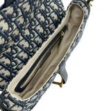 クリスチャン・ディオール Christian Dior オブリークサドルバッグ ネイビー ゴールド金具 キャンパス レディース ショルダーバッグ