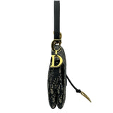 クリスチャン・ディオール Christian Dior オブリークサドルバッグ ネイビー ゴールド金具 キャンパス レディース ショルダーバッグ